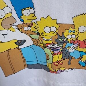 The Simpsons‎ Graphic Hoodie Cartoon Family Couch White Pullover Sweatshirt